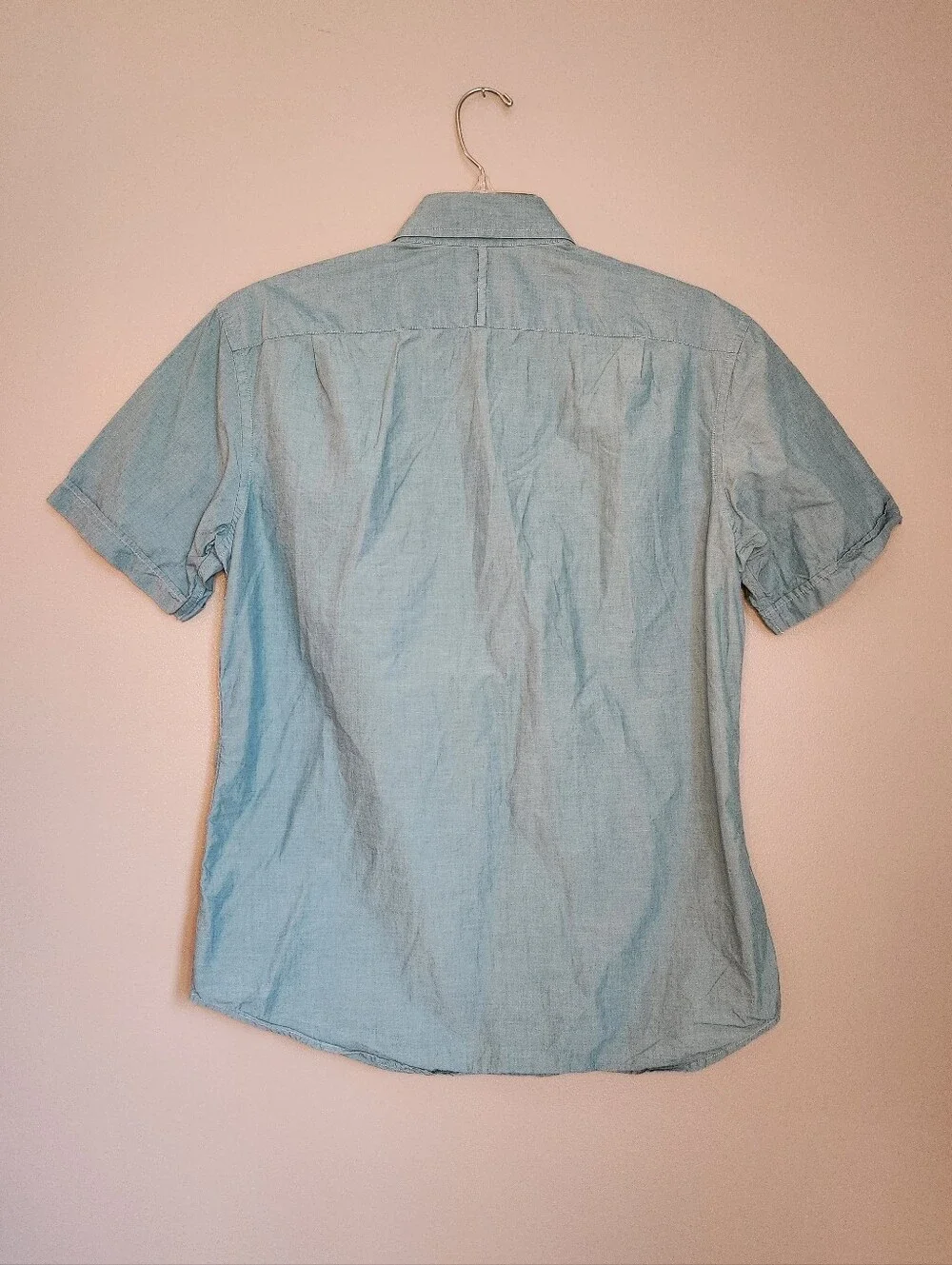 Mens Banana Republic Light Blue Short-Sleeve Button-Down Shirt Size Small